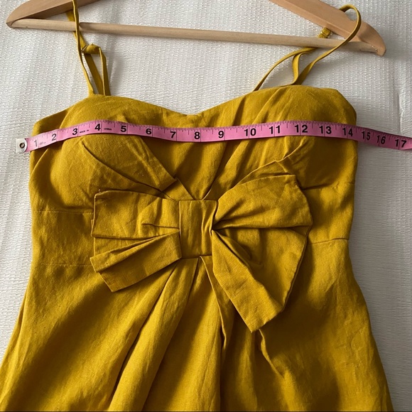 NWT Gold Yellow Linen Bow Dress - Picture 3 of 9